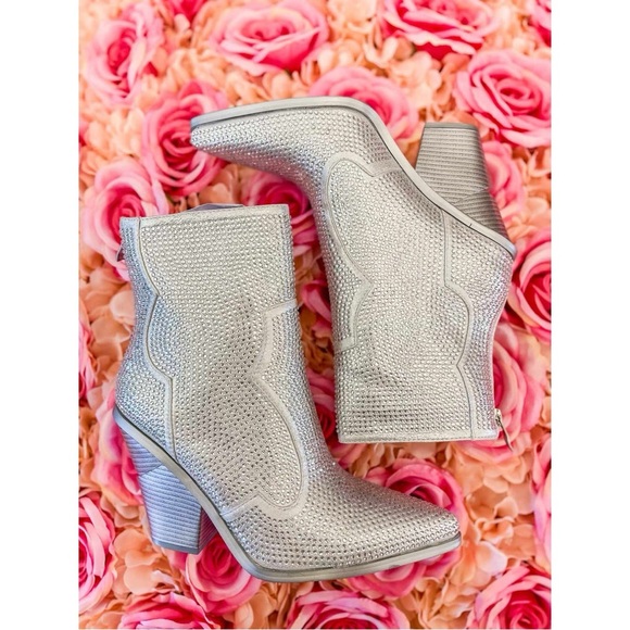 New Azalea Wang Rhinestone Crystal Embellished Cowboy Boots 11 🌟🌟 - Picture 13 of 13